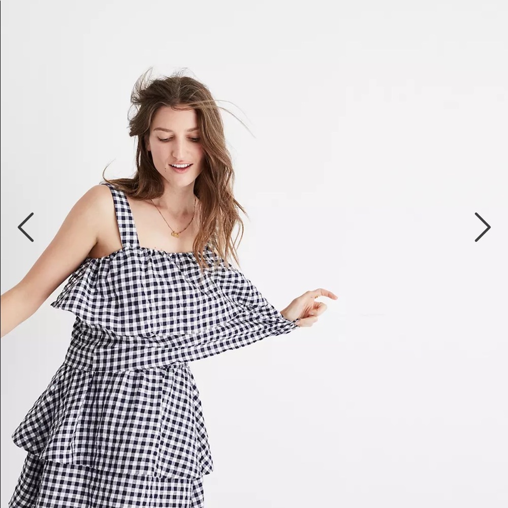Women's Black and White Gingham Top